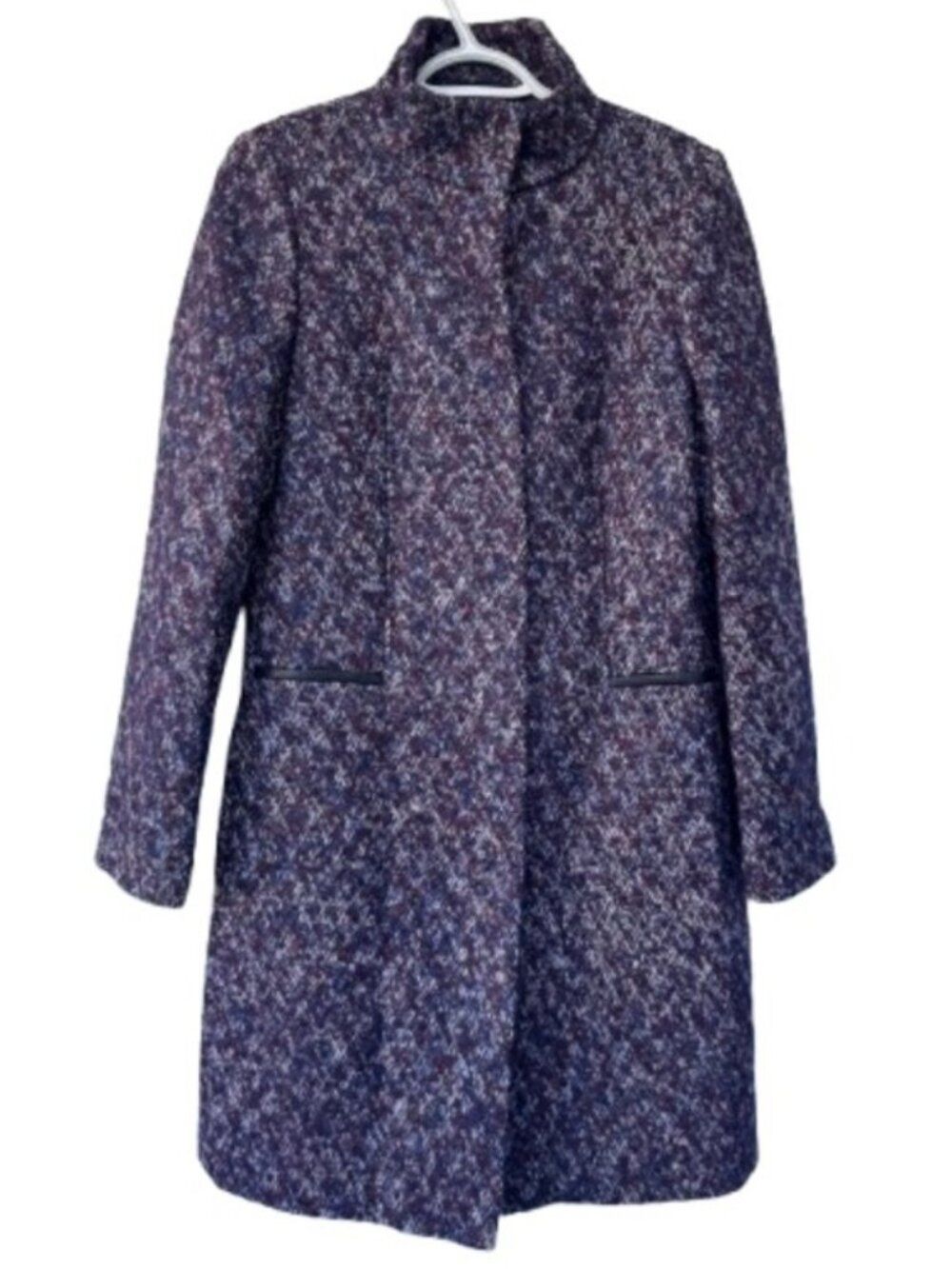 Boss Hugo Boss tweed long tailored coat purple women's size 4
